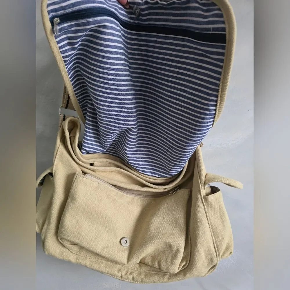 Mackinac Island Cotton Canvas Newspaper Preppy Messenger Laptop Bag 15x11
